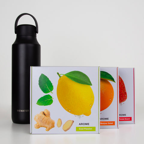 Set Midnight Black Thermal Bottle + 3 Cold Infusions