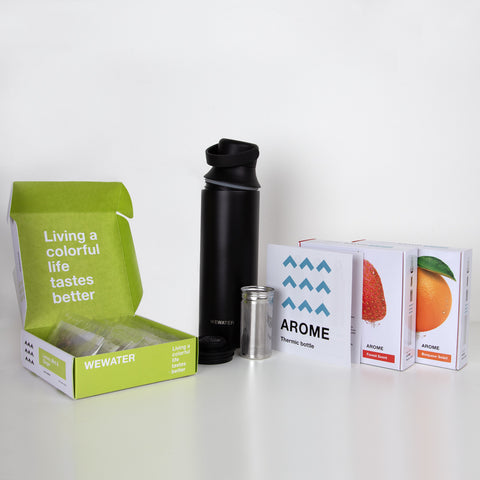 Set Midnight Black Thermal Bottle + 3 Cold Infusions