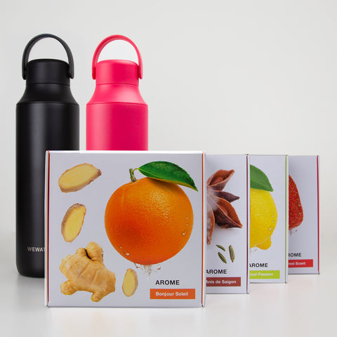 Set 2 thermal bottles + 1 hot infusion and 3 cold infusions