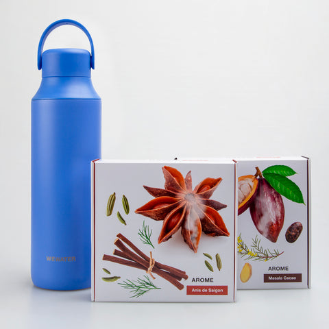 Set Cold Blue thermal bottle + 2 hot infusions