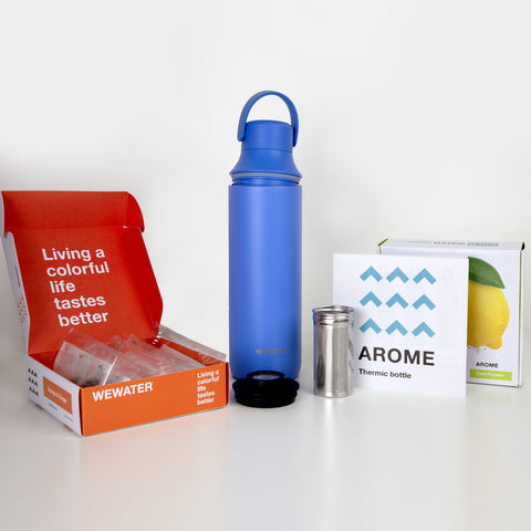 Set Cold Blue Thermal Bottle + 2 cold infusions