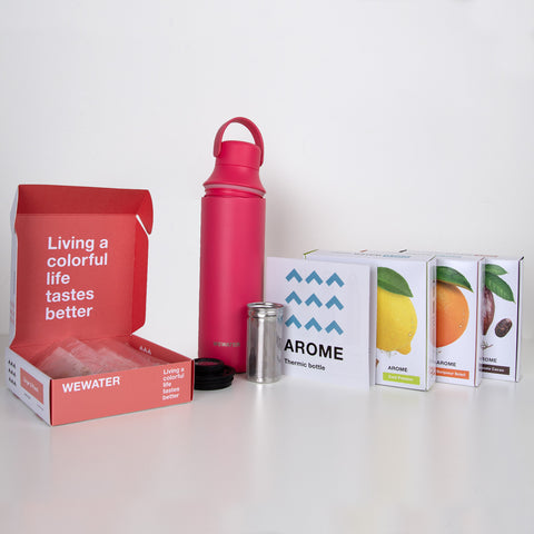 Set Hot Pink Thermal Bottle + 2 Hot Infusions and 2 Cold Infusions