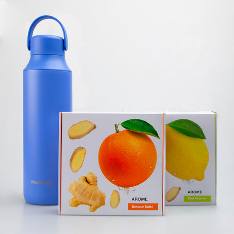 Set Cold Blue Thermal Bottle + 2 cold infusions